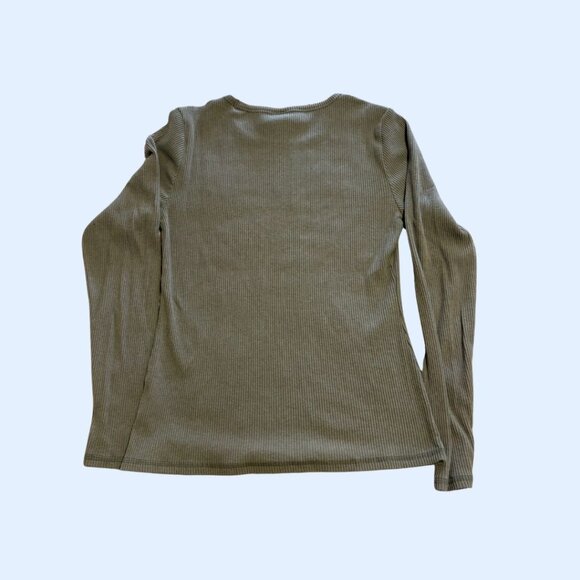 Old Navy Plush Rib-Knit Fitted Long Sleeve Tee, Mushroom Brown, Size L - Picture 2 of 5